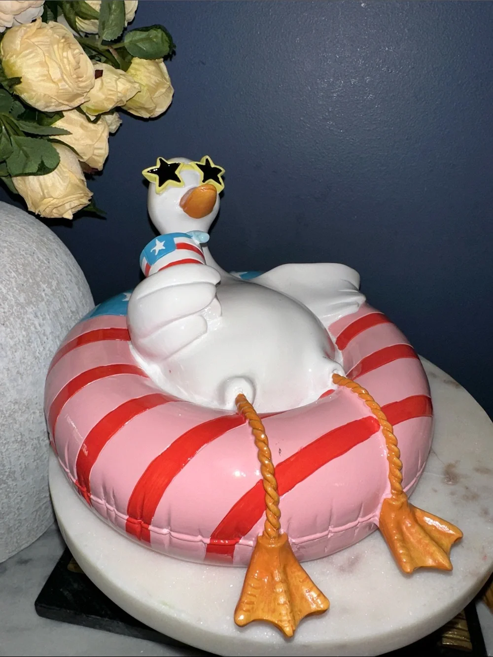 Patriotic Inflatable Duck Bird Float Figurine - Pink / Red